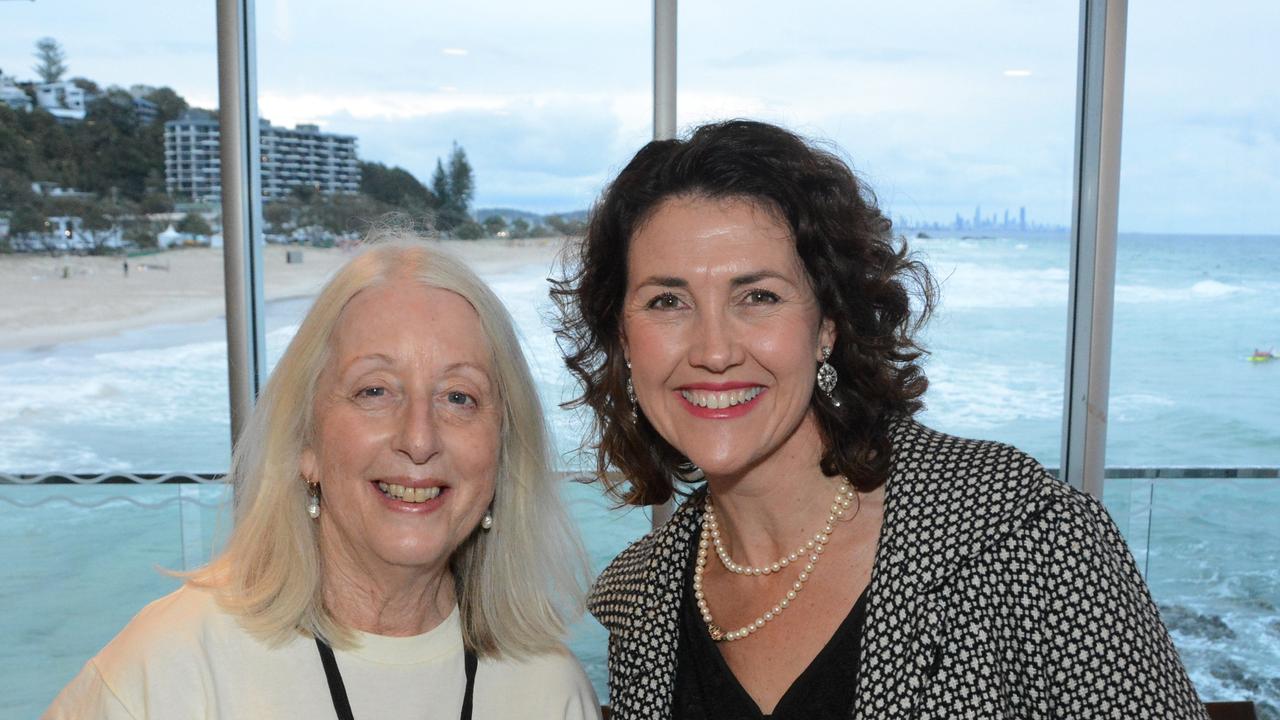 Donna Williams and Kaylee Campradt at launch of Swell Sculpture Festival at Currumbin SLSC. Pic: Regina King