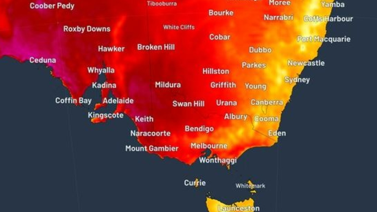 A severe heatwave is impacting Victoria, South Australia and Tasmania. Picture: WeatherZone