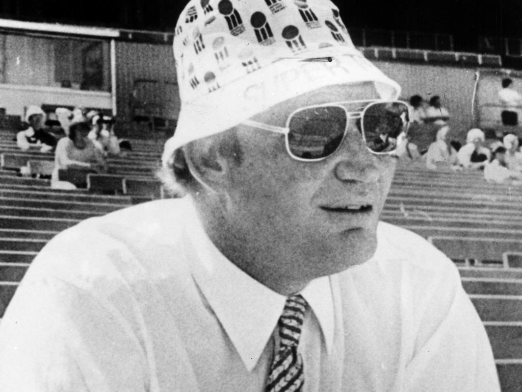 Kerry Packer watching World Series Cricket at Waverley Park in Melbourne in late 1970s.