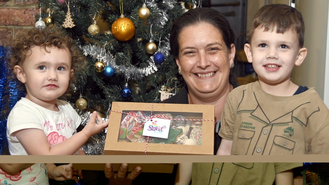 Amy's Sweet Treats. Amy creates bright and colourful sweets for any occasion and this year she is doing Christmas boxes which have nearly sold out. Amy Taylor with her children, Ella and Patrick.