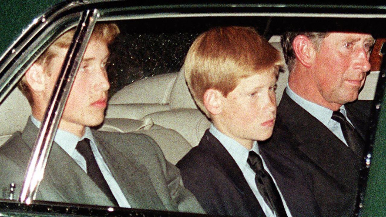 William, Harry and Charles on the day of the funeral. Picture: Thomas Coex/AFP