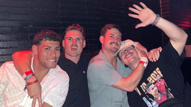 QRL star Will Brimson shares final two photos of their night out at the Sala Apolo nightclub in Barcelona where Liam Hampson went missing and was later found dead. Picture: Will Brimson / Instagram