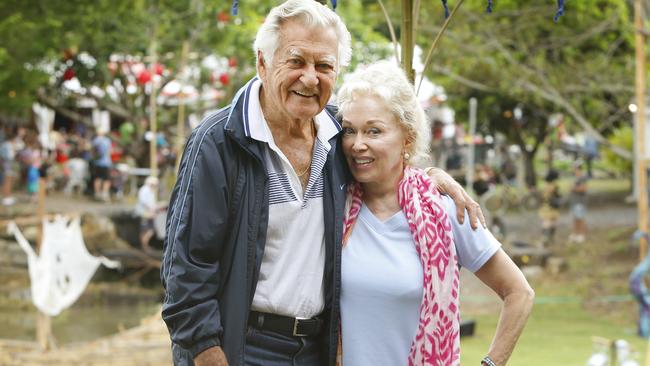 Bob Hawke and wife Blanche d'Alpuget at Woodford folk festival in 2014. Picture: Megan Slade