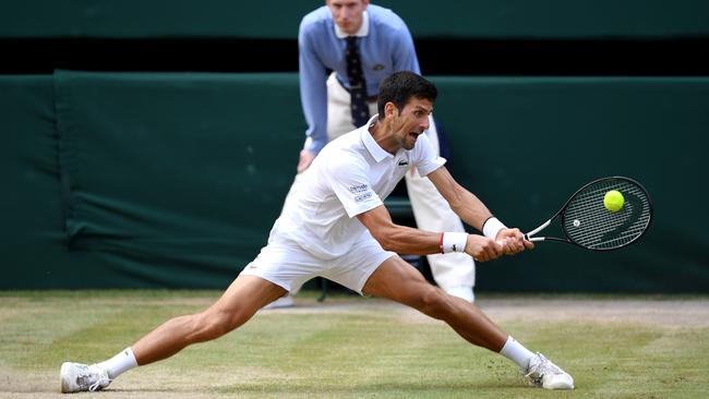 Novak Djokovic at full stretch. Picture: Getty Images