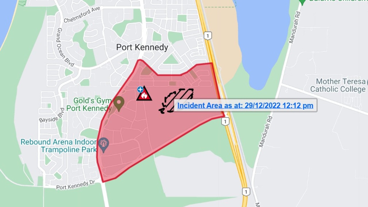 This is an area where a wildfire emergency warning has been issued. Photo: Emergency WA