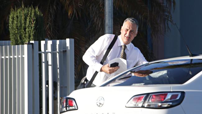 Minister for Sport John Sidoti leaving his home in Drummoyne on Tuesday. Picture: Adam Yip