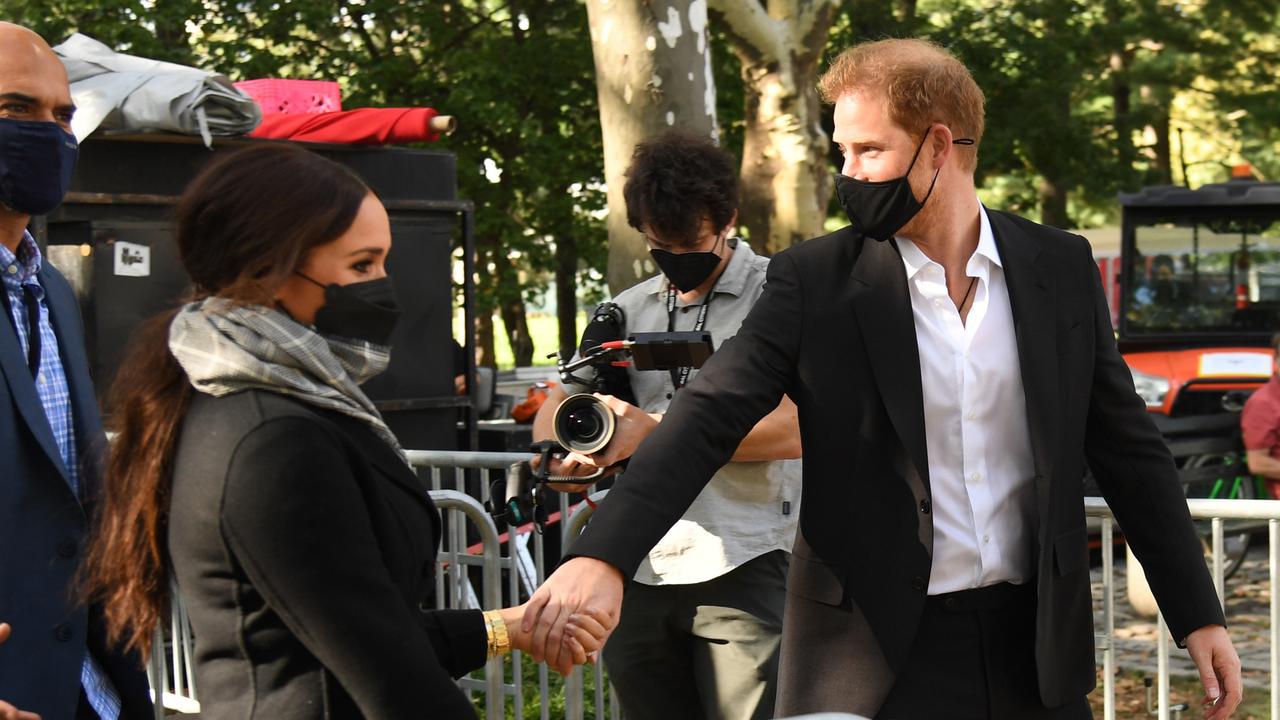 Meghan and Harry had a camera crew around them in New York in September 2021. Picture: Kevin Mazur/Getty Images for Global Citizen.