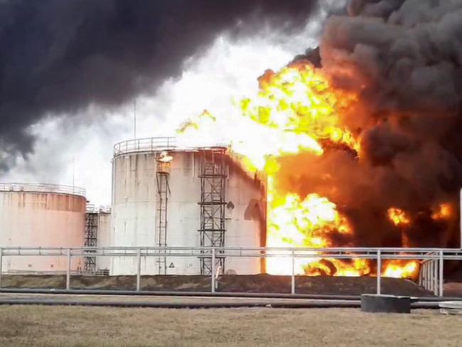 Russia claimed Ukrainian forces attacked the oil depot. Russian Emergencies Ministry / AFP