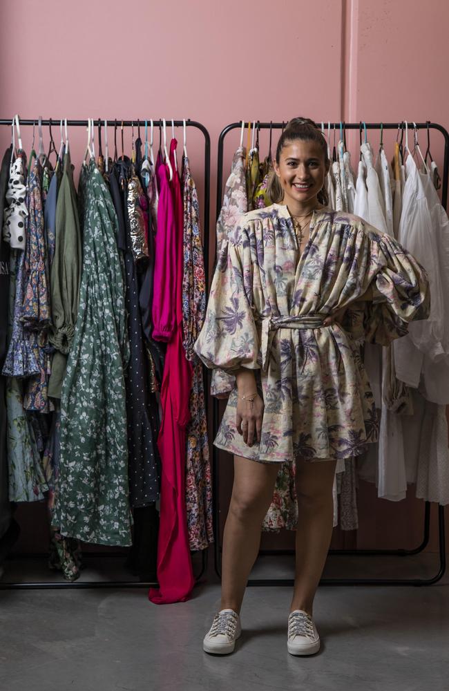 Fashion designer Isabella Longginou and her wardrobe. Picture: Mark Cranitch.