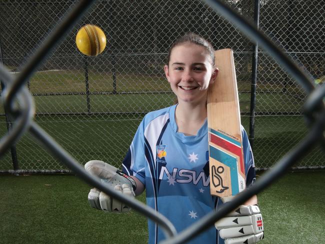 Pictured is Junior Sports Star nominee champion junior female cricketer Jade Errington (12), from Wattle Grove, who has made the NSW Blues 17 and under Indoor Cricket Team.