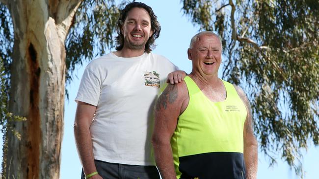 Nigel Hardy saved his friend of 20 years, Geoff Pinch, after he fell into a hot spring on the Birdsville Track. Picture: AAP / Emma Brasier