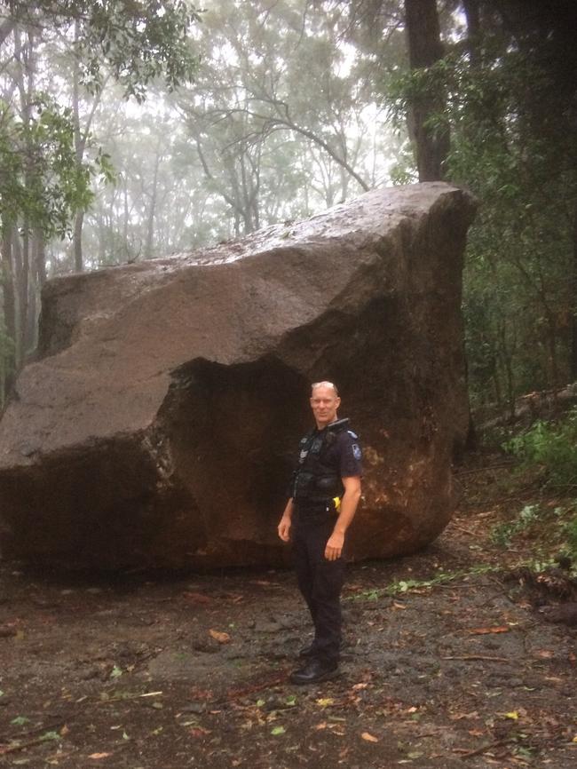 Police photos of Tamborine Mountain Road at Mount Tamborine is closed after a serious landslide during extreme weather on the Gold Coast. Photo: QLD Police