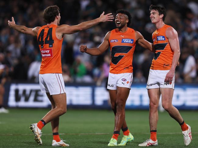 The Giants’ back three were the foundation for their success in 2023. Picture: James Elsby/AFL Photos via Getty Images