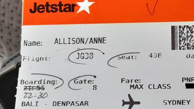 The flight’s time changed four times before it left Denpasar. It then got cancelled two times after that with passengers spending three nights in a hotel. Picture: Supplied