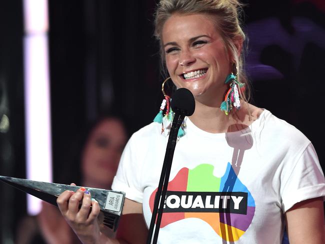 Angie Green accepts the ARIA for Best Female Artist on behalf of Sia. Picture: AAP