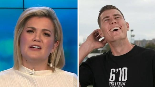 Sarah Harris surprised Mason Cox. Photo: Channel 10