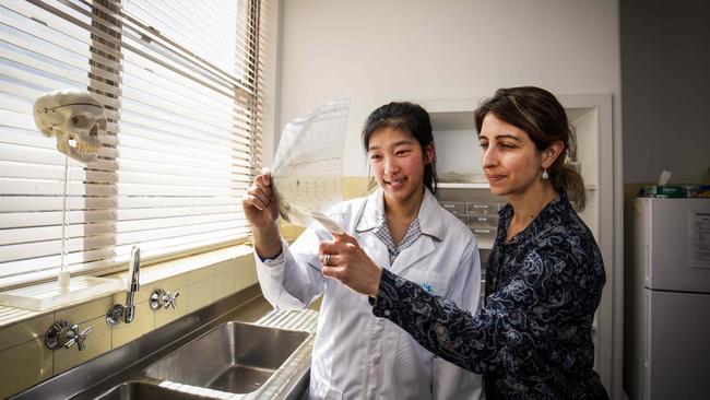 Emma Nguyen with A/Prof Rachael Richardson, Principal Research Fellow from the Bionics Institute. Picture: Nicole Cleary