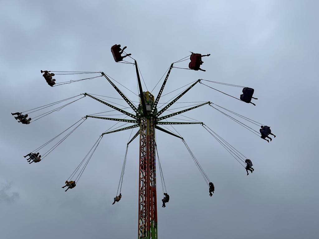 One of the sky-high rides at the show.