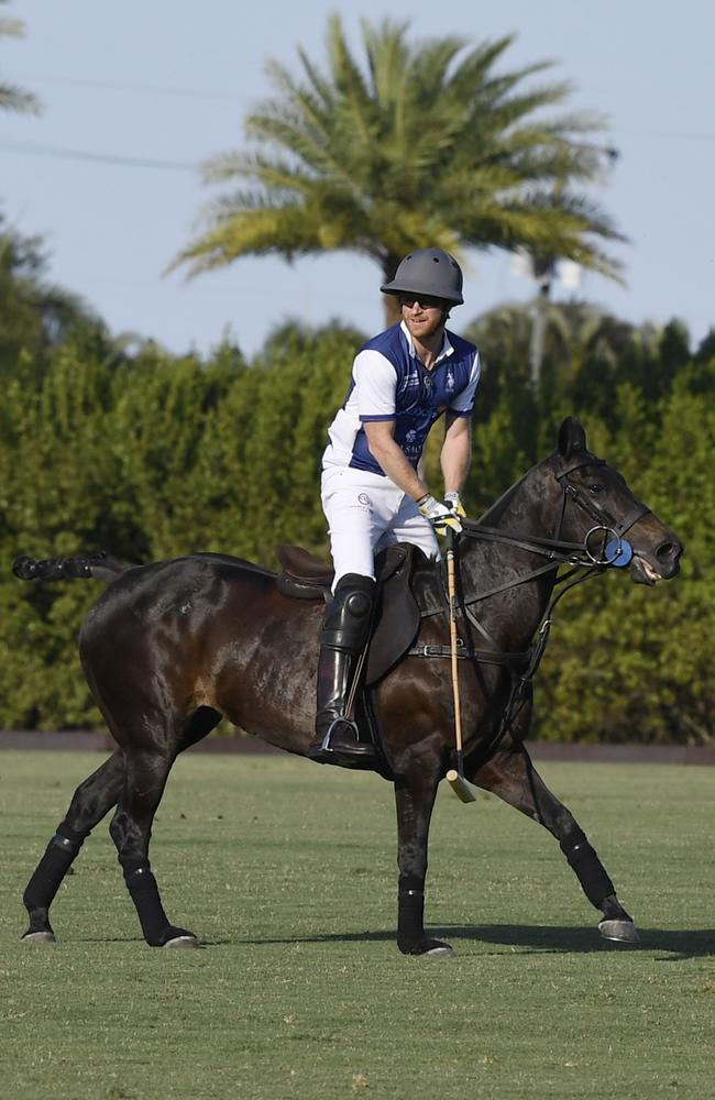 Prince Harry competes during the Royal Salute Polo Challenge benefiting Sentebale at Grand Champions Polo Club in Wellington, Florida. Picture: Jason Koerner/Getty Images for Sentebale