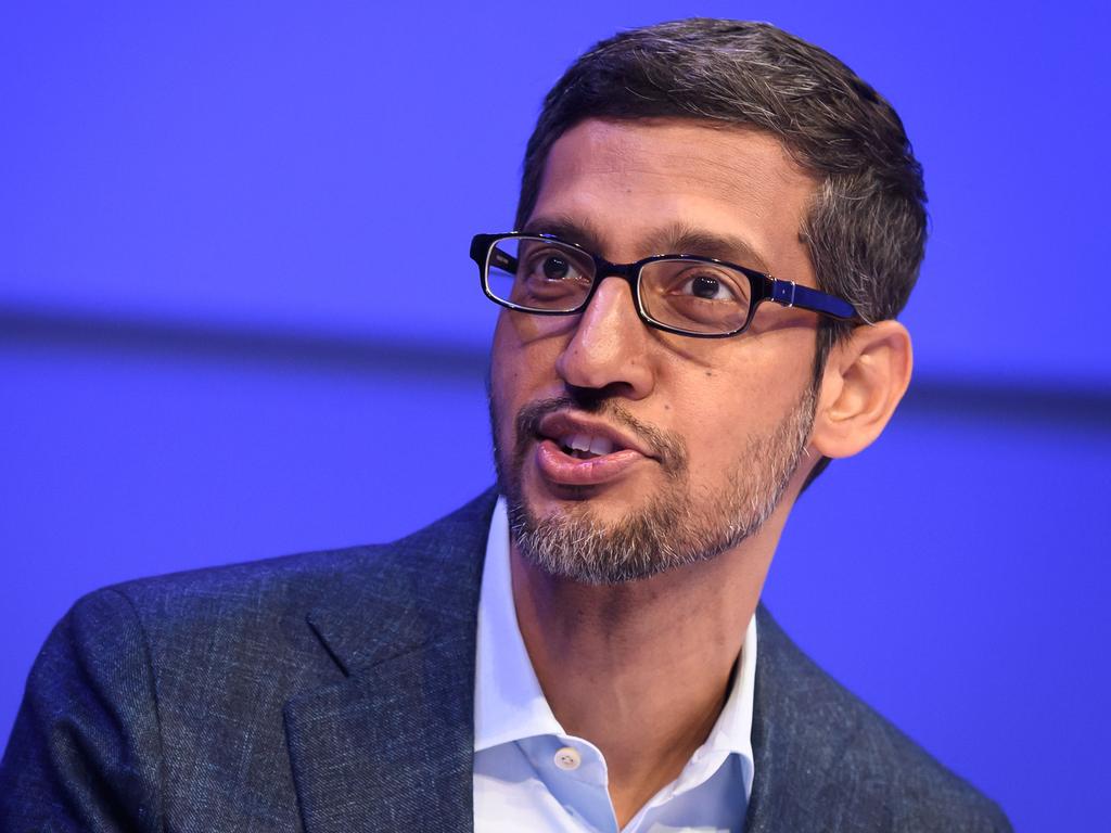 Google, led by Sundar Pichai, is fighting tooth and nail against the government’s proposed media bargaining code. Picture: Fabrice Coffrini/AFP