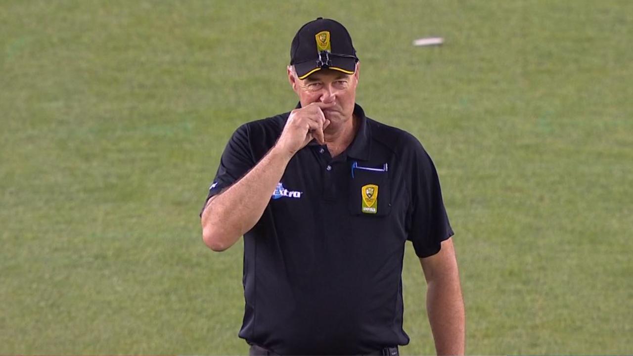 Umpire Greg Davidson stole the show with his itchy nose not-out.