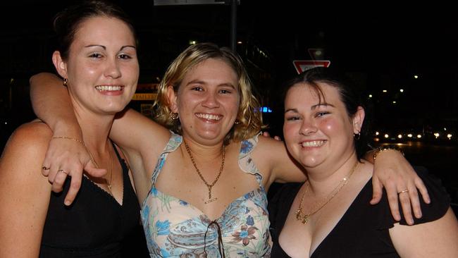 Kera Storrie, Ann-Marie Aldridge & Kristin Storrie on Flinders Street East Pic Bryan Lynch AD455016