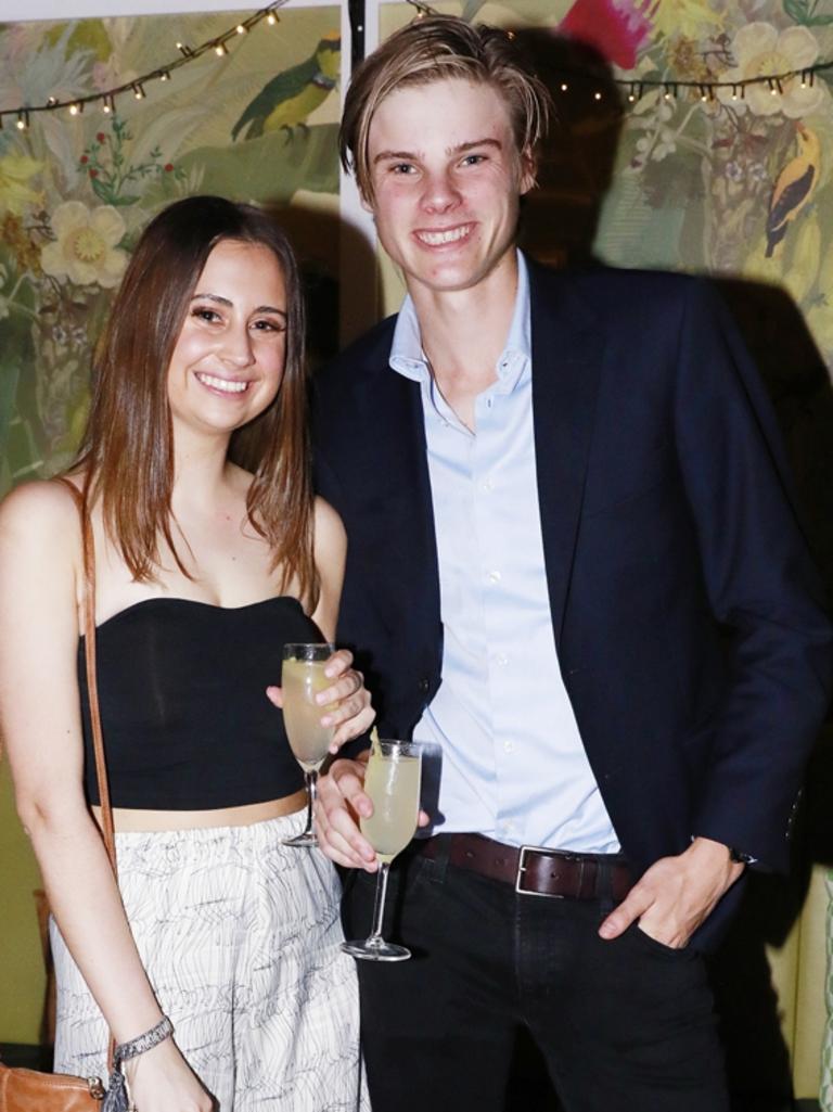 Helena Buchegger and Max Stewart at the launch of Astille's Casablanca collection at Dutch Courage Gin Bar, Fortitude Valley. Socials: Damien Anthony Rossi | Picture: Claudia Baxter Photography