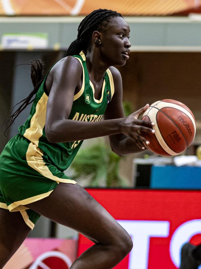 Do-it-all Gems forward Nyadiew Puoch in action at the 2023 FIBA U19 World Cup. Picture: FIBA