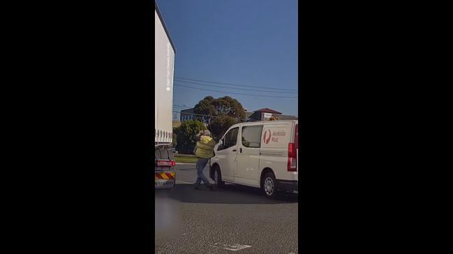 AusPost van tries to mow down truckie