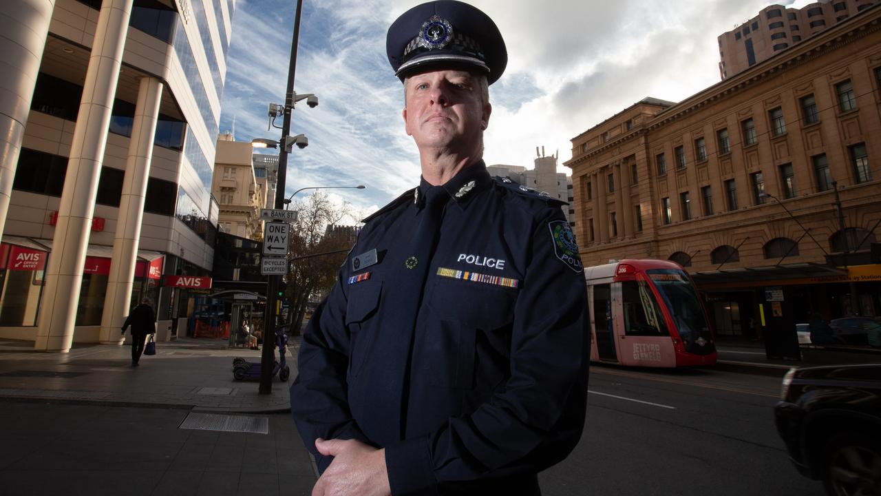 Superintendent Scott Denny on North Terrace. Picture: Brett Hartwig