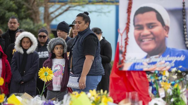 The memorial for, fatally stabbed teenager Solomone Taufeulungaki in Deer Park. Picture: Sarah Matray