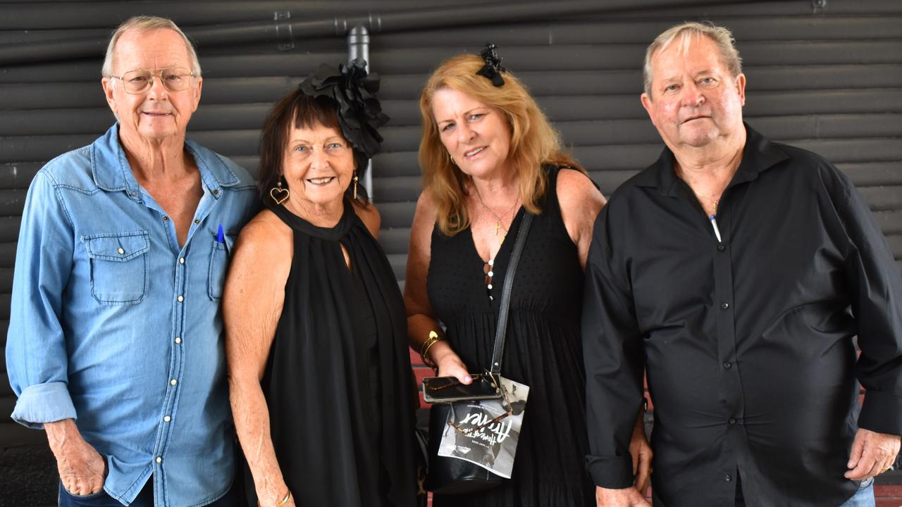 Clive and Carol Nitz, Joan Reynolds and Ronald O'Grady at The Archer race meeting at Callaghan Park, Rockhampton, on May 7, 2022.