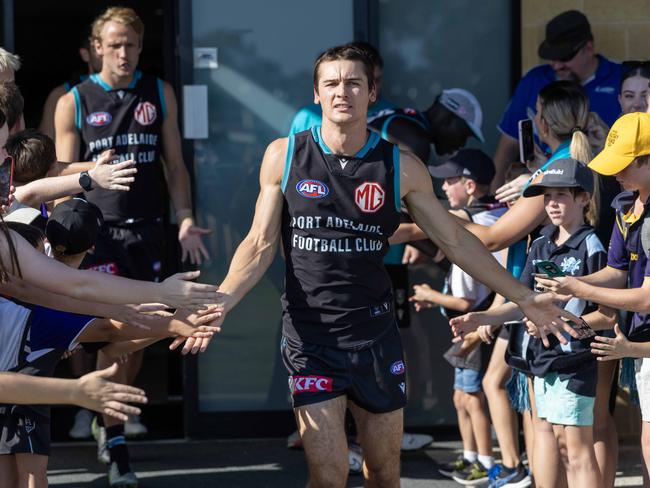 Connor Rozee ais the top dog in the Port Adelaide midfield until Zak Butters returns from injury. Picture: Kelly Barnes