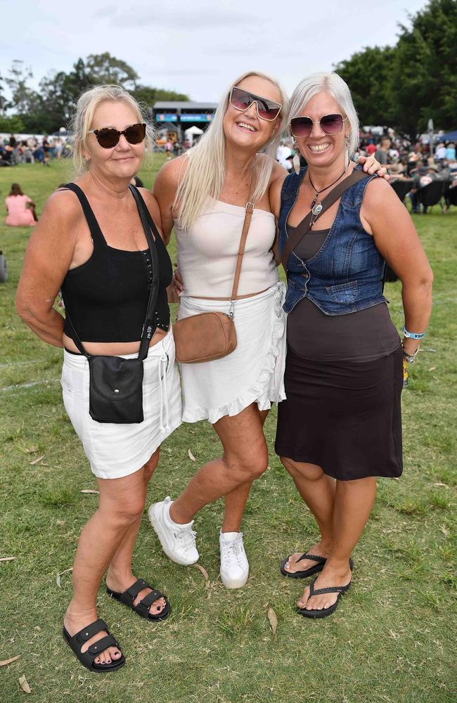 Lizy Pitt, Rosie Potter and Trish Dell at Sounds of Rock 2024 in Hervey Bay. Picture: Patrick Woods.