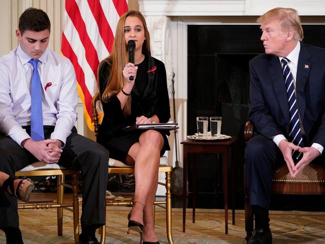 Victims of the Florida school shooting referenced the success of Australia’s gun laws in a ‘listening session’ with US President Donald Trump. Picture: AFP/Mandel Ngan