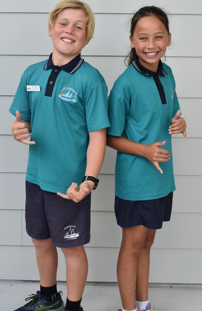 Noosaville State School captains Mitchell Patrick and Jasmine Coles