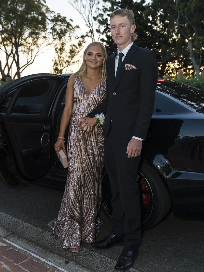 Geena Quillan and Mac Wallis at Centenary Heights State High School formal at Picnic Point, Friday, November 20, 2020. Picture: Kevin Farmer
