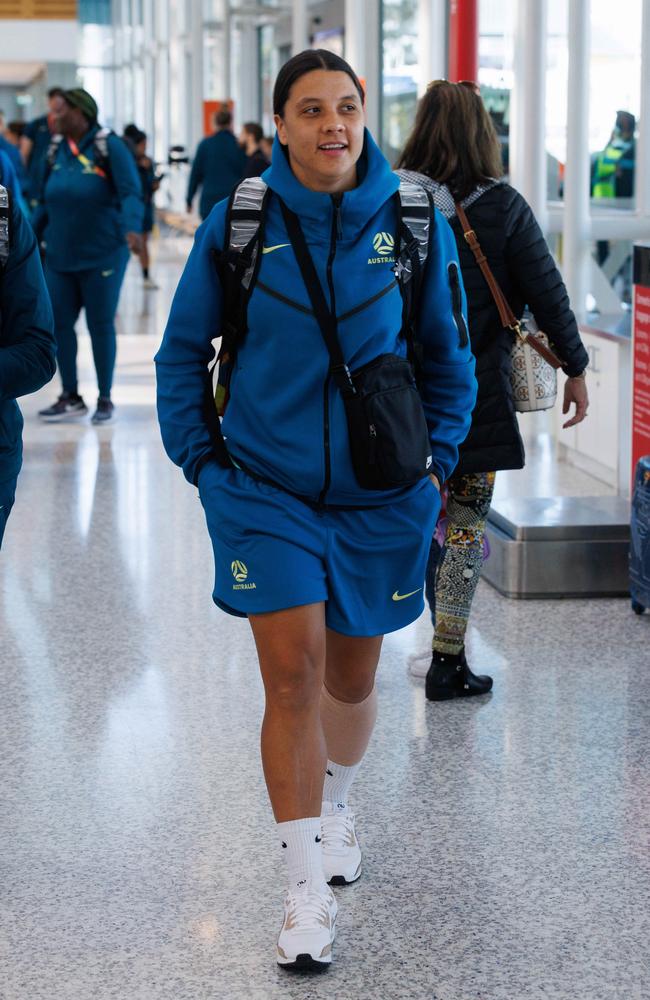 It is still unknown if Sam Kerr will feature in the Matildas’ Queensland matches. Picture: David Swift