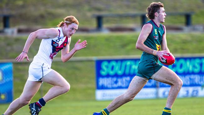 Devils skipper Sam Banks looks set to make a rare appearance for Clarence this weekend with the NAB League clash against Geelong impacted by Victoria’s snap lockdown. Picture: Anthony Corke