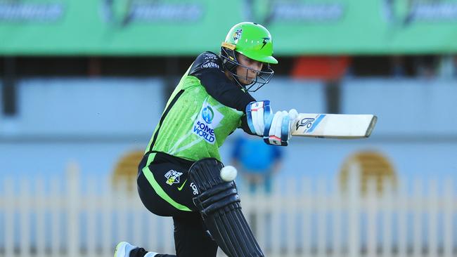 Litchfield and the Thunder are off to a flying start in the WBBL, with the left-hander smashing an unbeaten half-century in the Sydney derby. Picture: Mark Evans/Getty Images