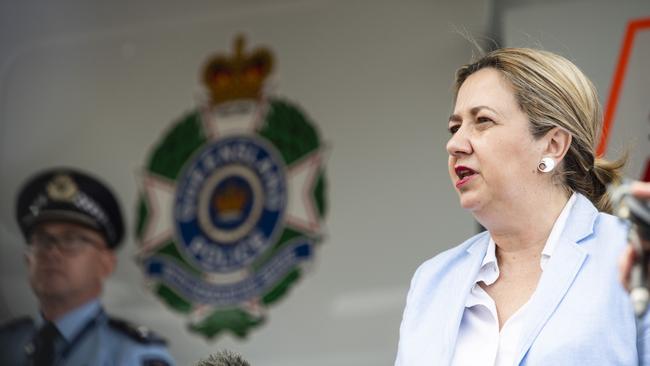 Former Queensland Premier Annastacia Palaszczuk at the Toowoomba Police station, Friday, February 24, 2023. Picture: Kevin Farmer