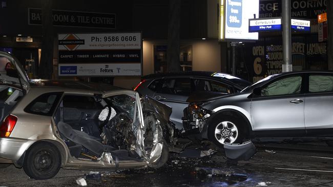 A man is dead and two other people have been rushed to hospital after a gruesome three-car crash. Picture: John Appleyard