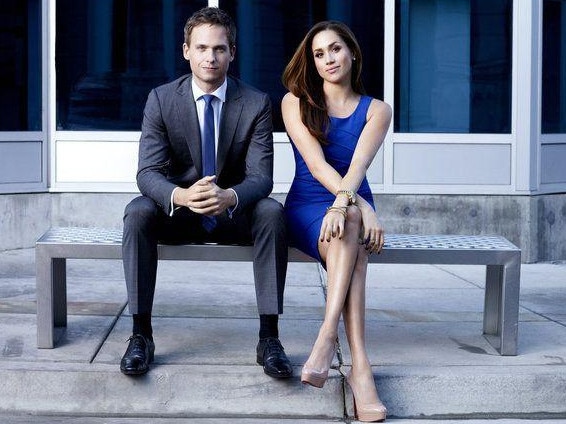 Patrick J. Adams as Mike Ross, Meghan Markle as Rachel Zane in Suits. Picture: Robert Ascroft/USA Network