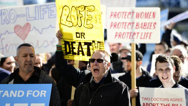 Protesters at an anti-abortion rally in Sydney. Picture: AAP