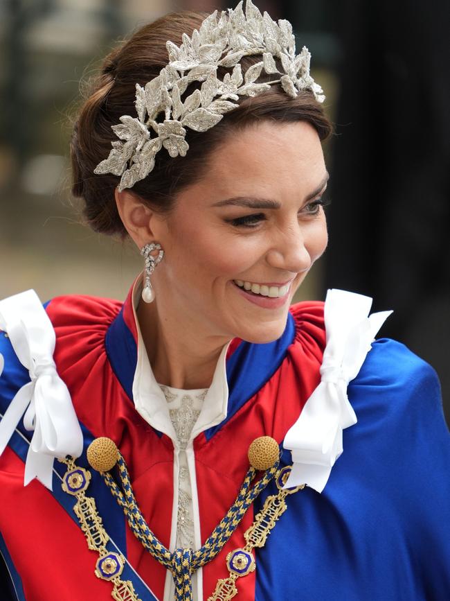 Princess Kate of Wales’s coronation outfit is packed full of hidden meaning. Picture: Getty Images