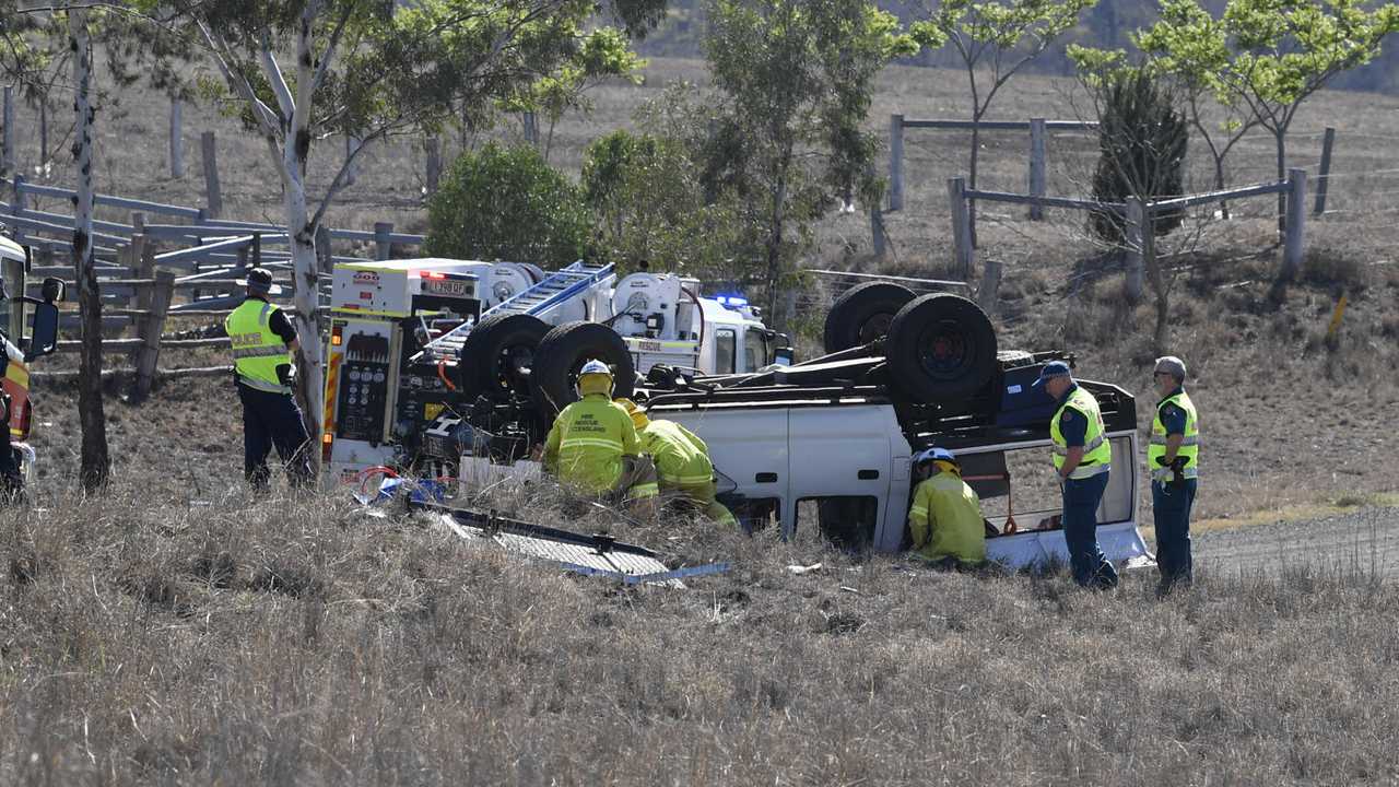 Police at the scene of the fatal crash at Southbrook. October 7, 2019. Picture: Kevin Farmer