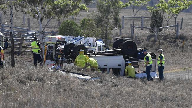 Police at the scene of the fatal crash at Southbrook. October 7, 2019