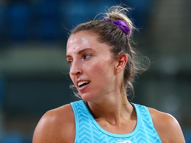 NETBALL AUSTRALIA: Friday - Amy Parmenter in action during Game 2, Melbourne Mavericks (42) defeat by Queensland Firebirds(43). Ken Rosewall Arena, Sydney, New South Wales, Australia. Photo: Joanna Margiolis, Netball Australia