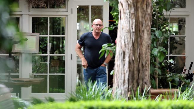 Matt Moran surveying the damage to his restaurant, Chiswick, which was damaged with anti-Israel graffiti in Woollahra, Sydney. Picture: Tim Hunter.