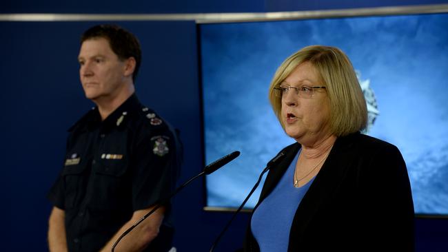 Patton and Police Minister Lisa Neville. Picture: Andrew Henshaw/NCA NewsWire.